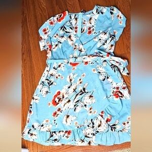 Perfectly Priscilla Plus Floral‎ Wrap Dress Waist Tie Ruffles Spring Summer 2XL